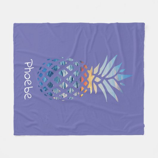 Ananas Ocean Sunset Personalisiert Fleecedecke (Vorderseite (Horizontal))