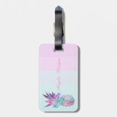 Ananas Ombre Streifen Monogramm Personalisiert Gepäckanhänger (Rückseite vertikal)