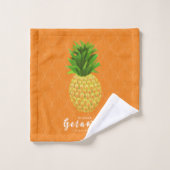 Ananas Orange Badhandtuch Set (Waschlappen)
