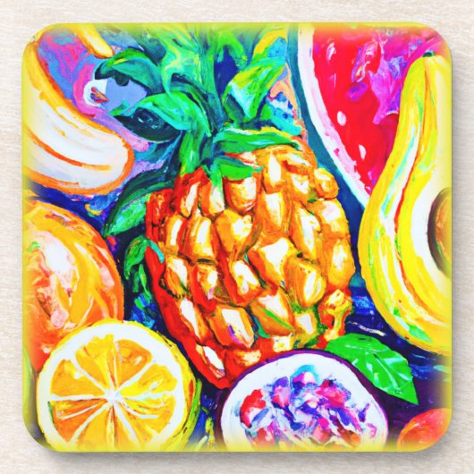 Ananas Orange Banana Fruits. Jetzt kaufen Getränkeuntersetzer (Vorderseite)