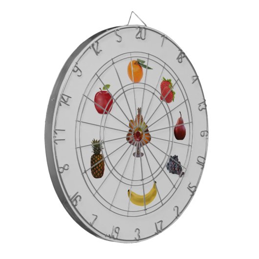 Ananas, Orange, Birne, Apfel, Trauben Obst Dartscheibe (Vorderseite Links)
