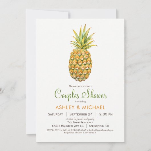 Ananas Paare Dusche Einladung (Vorderseite)