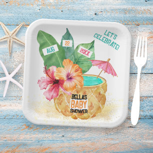 Ananas Palm Hibiskus Tropical Beach Baby Dusche Pappteller