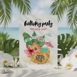 Ananas Palm Hibiskus Tropical Birthday Party Einladung