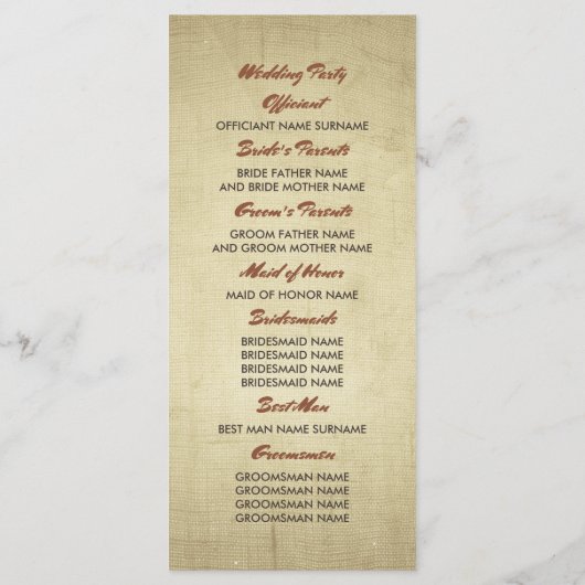 Ananas Palm String Lights Beach Wedding Programm (Rückseite)