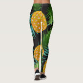 Ananas-Palmen-Schwarzes Band Leggings (Rückseite)