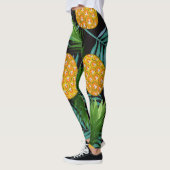 Ananas-Palmen-Schwarzes Band Leggings (Links)