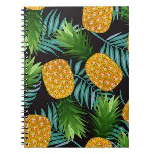 Ananas-Palmen-Schwarzes Band Notizblock