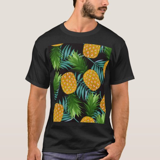 Ananas-Palmen-Schwarzes Band T-Shirt (Vorderseite)