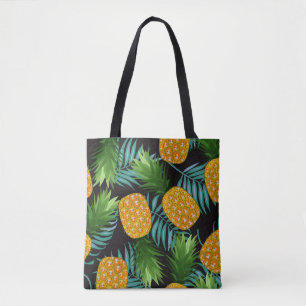 Ananas-Palmen-Schwarzes Band Tasche