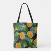 Ananas-Palmen-Schwarzes Band Tasche (Rückseite)