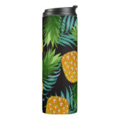 Ananas-Palmen-Schwarzes Band Thermosbecher (Nach links gedreht)