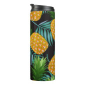 Ananas-Palmen-Schwarzes Band Thermosbecher (Nach rechts gedreht)