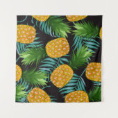 Ananas-Palmen-Schwarzes Band Wandteppich (Vorderseite (Horizontal))