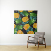 Ananas-Palmen-Schwarzes Band Wandteppich (Beispiel (Horizontal))