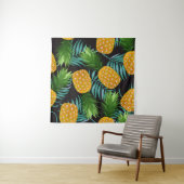 Ananas-Palmen-Schwarzes Band Wandteppich (Beispiel)