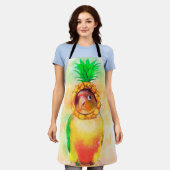 Ananas-Papagei mit Ananashut Schürze (Getragen)