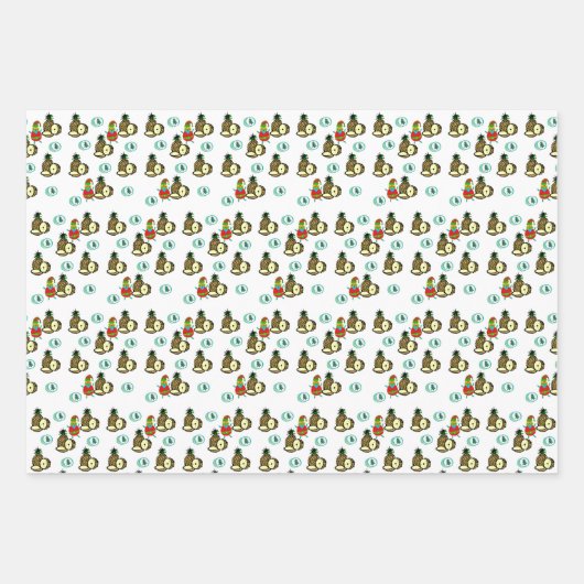 Ananas, Paprika-Weihnachtsblätter Geschenkpapier Set (Vorderseite 2)