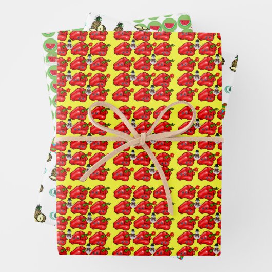 Ananas, Paprika-Weihnachtsblätter Geschenkpapier Set (Beispiel)