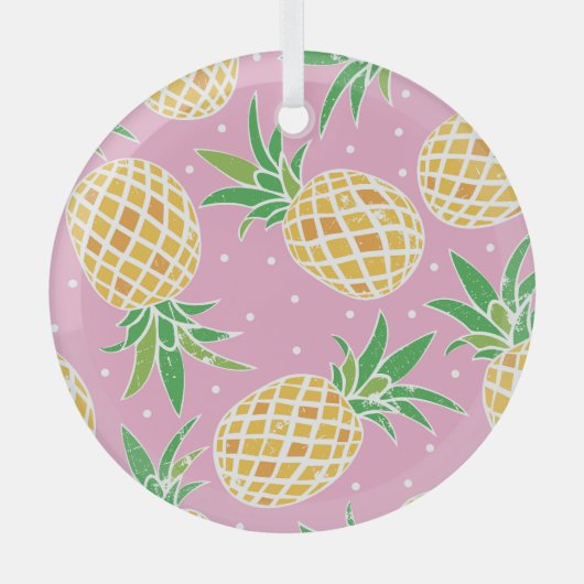 Ananas-Paradies: tropisches Muster Ornament Aus Glas (Vorderseite)
