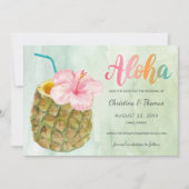 Ananas Paradise Aloha Beach Wasserfarbenhochzeit Save The Date (Vorderseite)