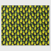 Ananas-Party auf schwarzer Aquarellfolie Geschenkpapier (Flach)