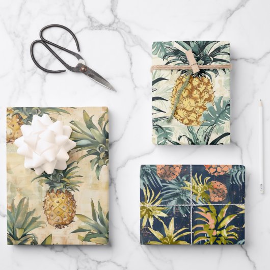 Ananas-Party Geschenkpapier Set (Vorderseite)