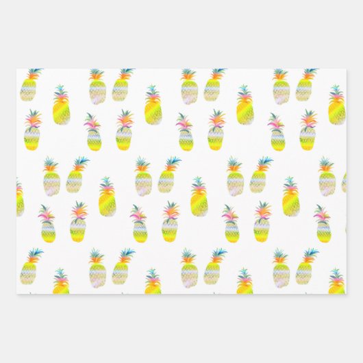Ananas-Party Regenbogen Wasserfarbe Tropisches Ges Geschenkpapier Set (Vorderseite)