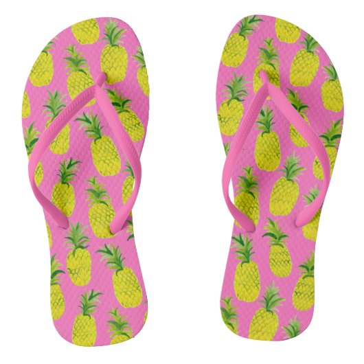 Ananas-Party Rosa Flip Flops Badesandalen (Fußbett)