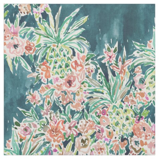 ANANAS-PARTY üppiges tropisches Boho mit Blumen Stoff (Muster)