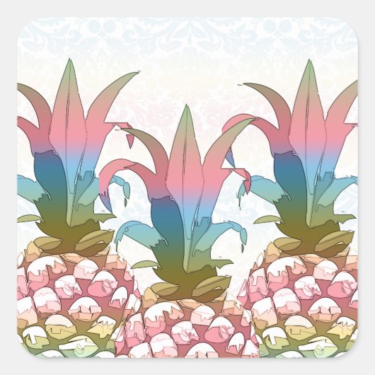 Ananas Pastel Gradient ID246 Quadratischer Aufkleber (Vorderseite)