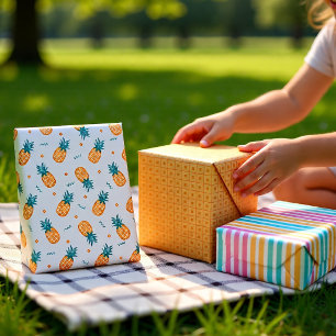 Ananas pastellorange-multicolors Set von 3 Geschenkpapier Set