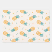 Ananas pastellorange-multicolors Set von 3 Geschenkpapier Set (Vorderseite)