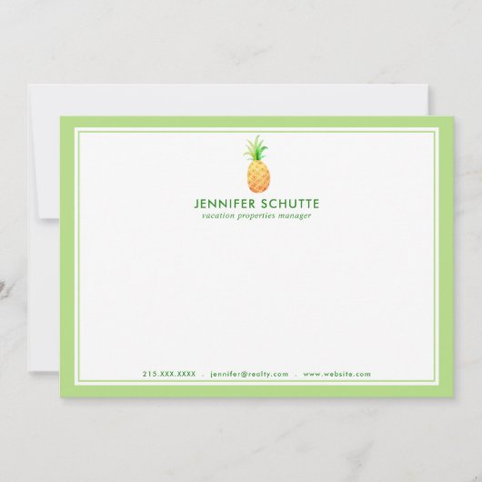 Ananas Personalisierte Tropical Realtor Stationery Mitteilungskarte (Vorderseite)