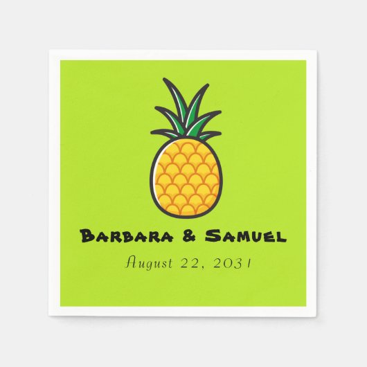 Ananas Personalisierte tropische Hochzeit Napkins Serviette (Vorderseite)