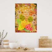 Ananas Pine Floral Poster (Küche)