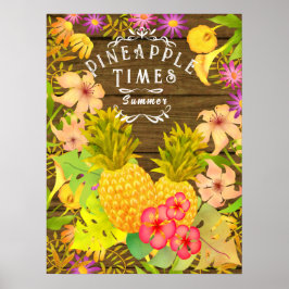 Ananas Pine Floral Poster