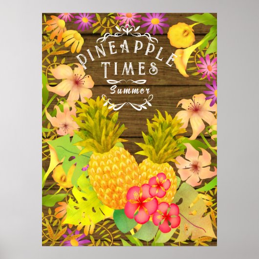 Ananas Pine Floral Poster (Vorne)
