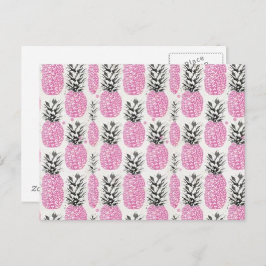 Ananas-Pink Postkarte (Vorne/Hinten)