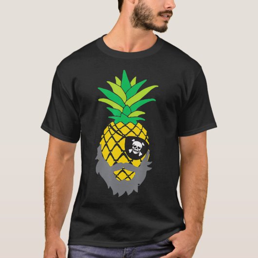 Ananas Piratenaugenpflaster lustige Billardsmänner T-Shirt (Vorderseite)