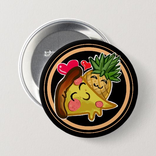 Ananas Pizza Liebe Button (Vorne & Hinten)