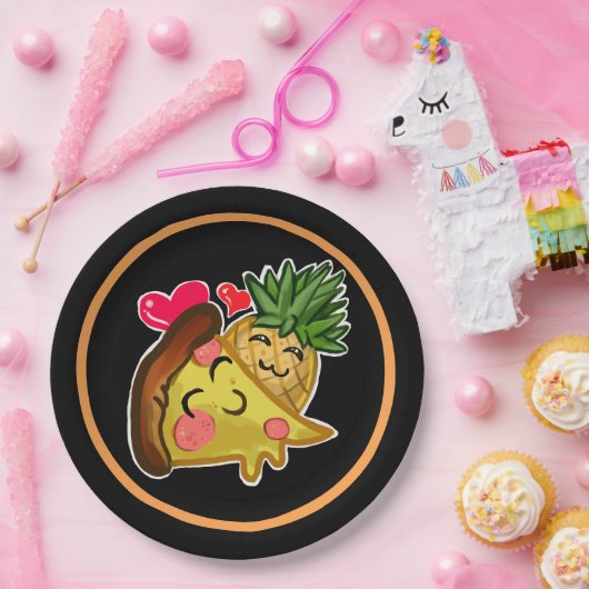 Ananas Pizza Liebe Pappteller (Party)
