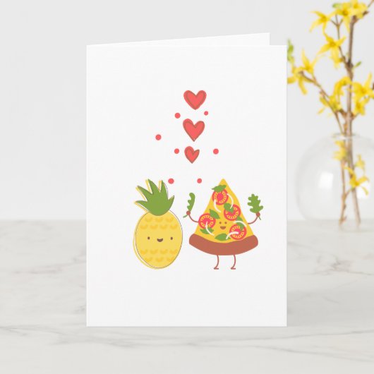 Ananas Pizza Lovers Card Karte (Gelbe Blume)