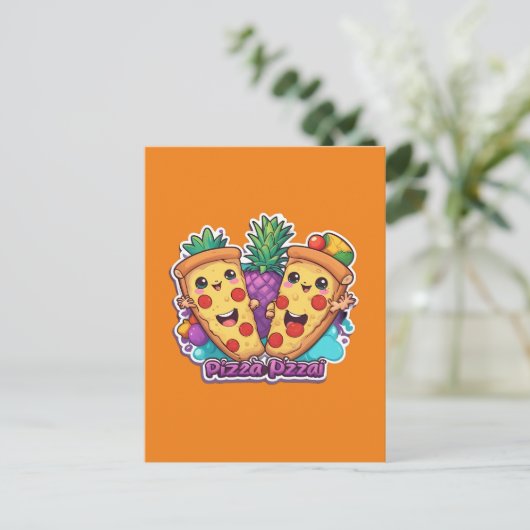 Ananas Pizza Postkarte (Stehend Vorderseite)