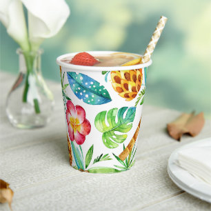 Ananas Plumeria Palm Tropical Pappbecher