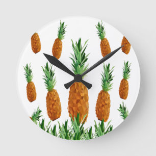 Ananas-Polygonmuster Runde Wanduhr