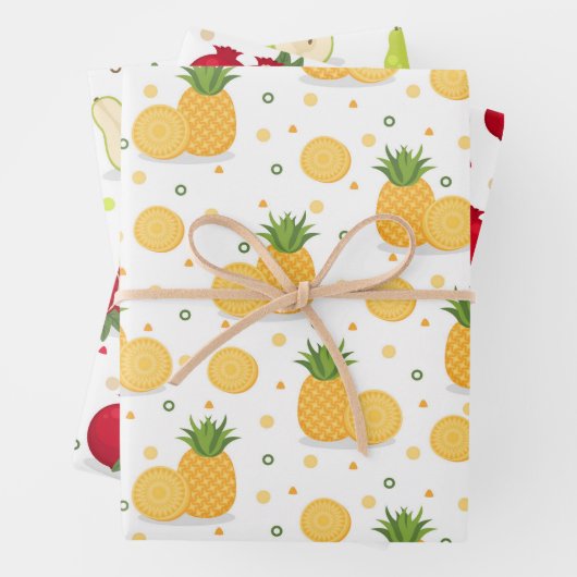 Ananas Pomegranate Pear Wrapping Paper Set 3 Geschenkpapier Set (Beispiel)