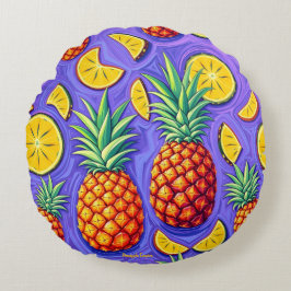 Ananas-Pop - Ananas-Reich Rundes Kissen