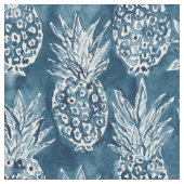 ANANAS-POSITION Indigo Boho Hawaiianer-Muster Stoff (Nahaufnahme)
