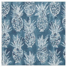 ANANAS-POSITION Indigo Boho Hawaiianer-Muster Stoff